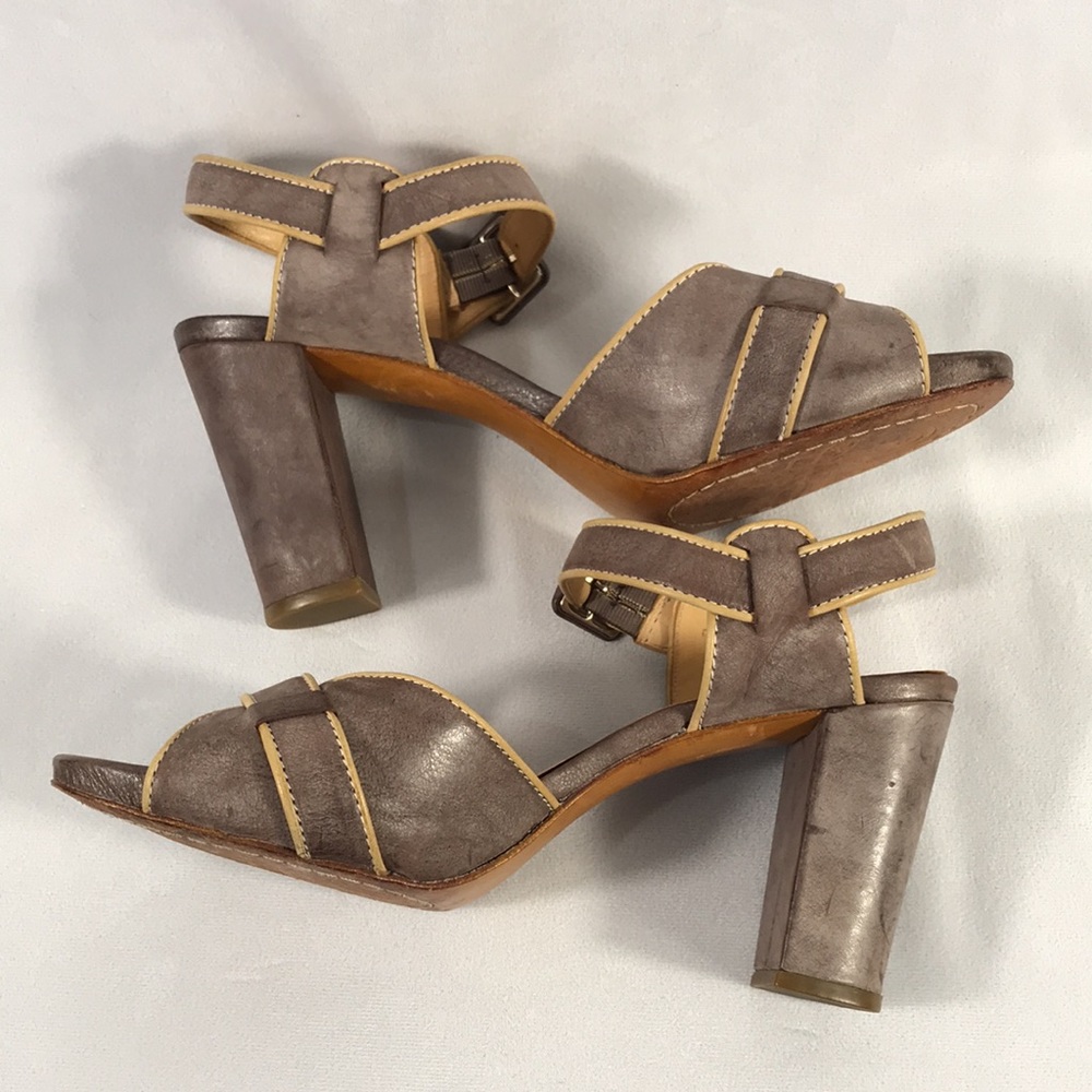 Modern Vintage Leather Strappy Sandals Heels Indy Brown Size 38.5, 7.5-8 US